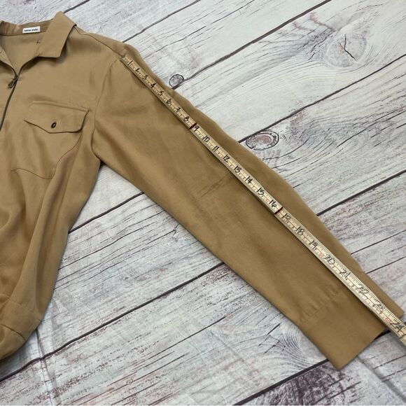 Tomas Maier Long Sleeve Shirt Dress Tan Size 6 Collared PullOver Classic Capsule - Picture 8 of 11